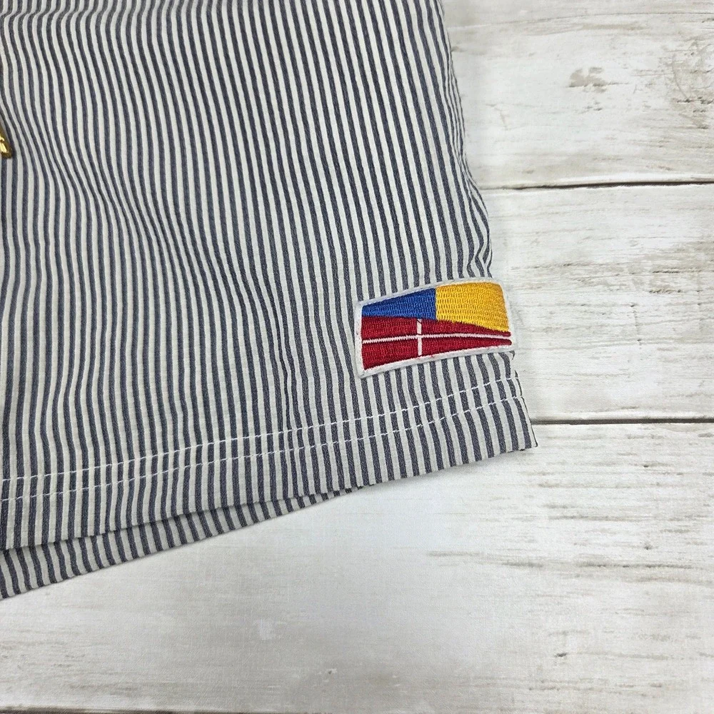 Five Four‎ Swim Trunks Mens 31 Blue White Striped Modern Mesh Lined Drawstring
